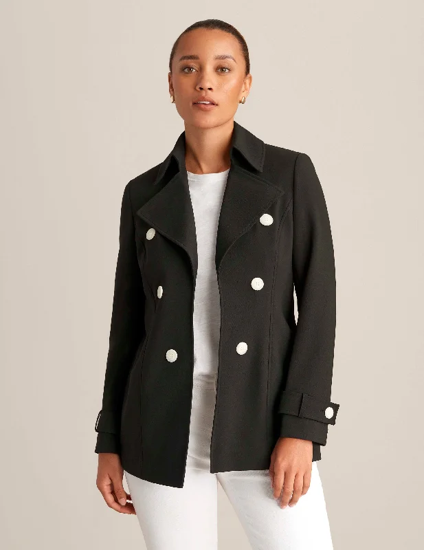 Faux Double Breasted Short Trench