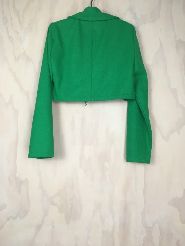 Vesta Crop Jacket - Green Wool