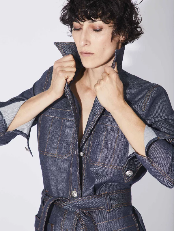 Veste saharienne en denim lavé bleue