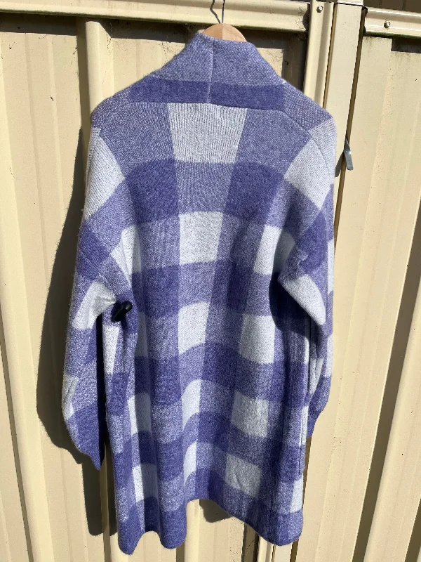 VM0186 Women's Purple & White Check Cardi