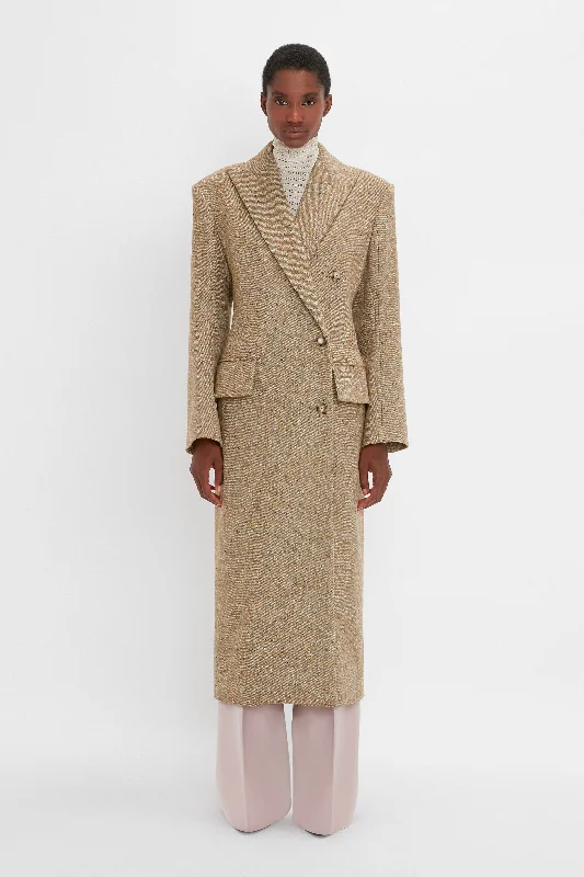 Exclusive Waisted Tailored Coat In Flax