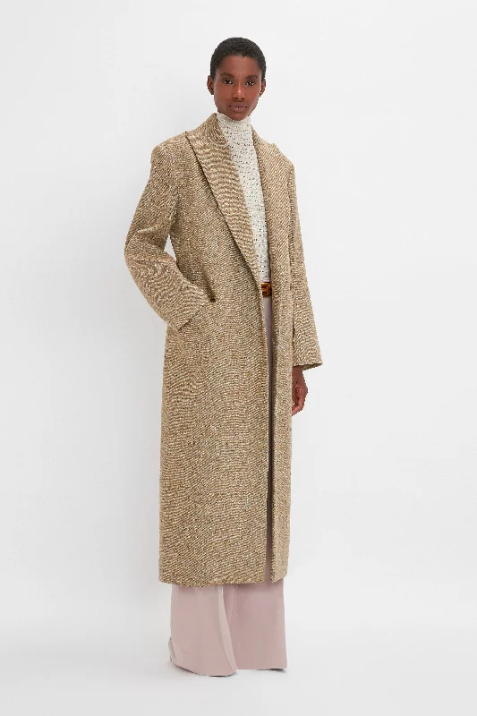 Exclusive Waisted Tailored Coat In Flax