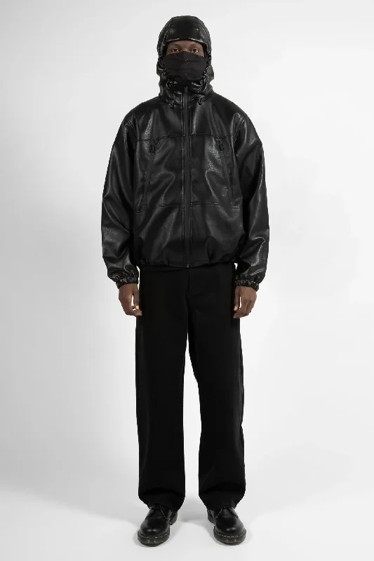 Wasted Paris Kingdom Faux Leather Windbreaker - Black