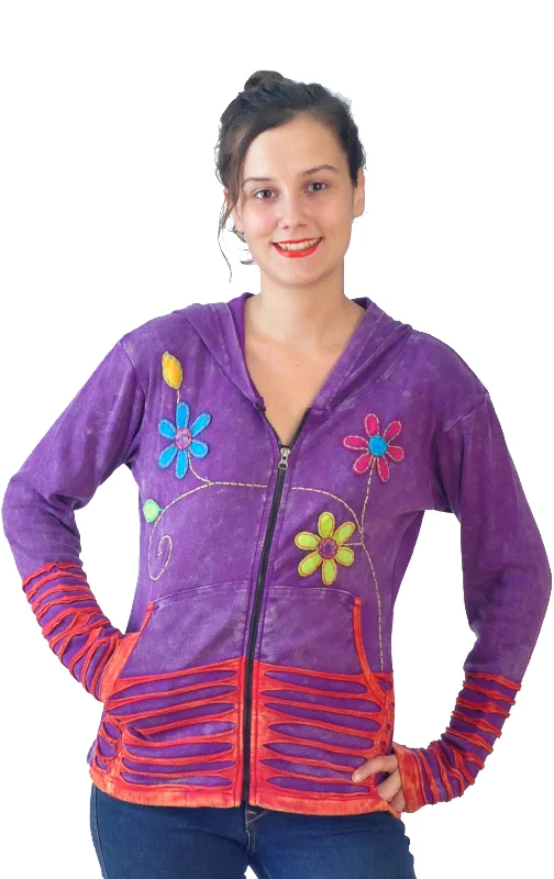 Multicolore Floral  Embroidery Cotton Cardigan