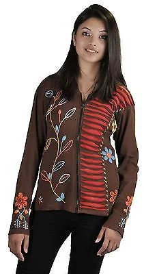 womens-multicolored-stone-washed-cotton-cardigan-with-attach-hood