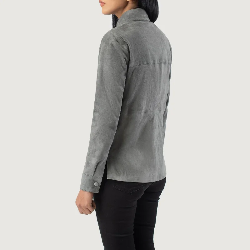 Zenith Grey Suede Leather Shirt Jacket