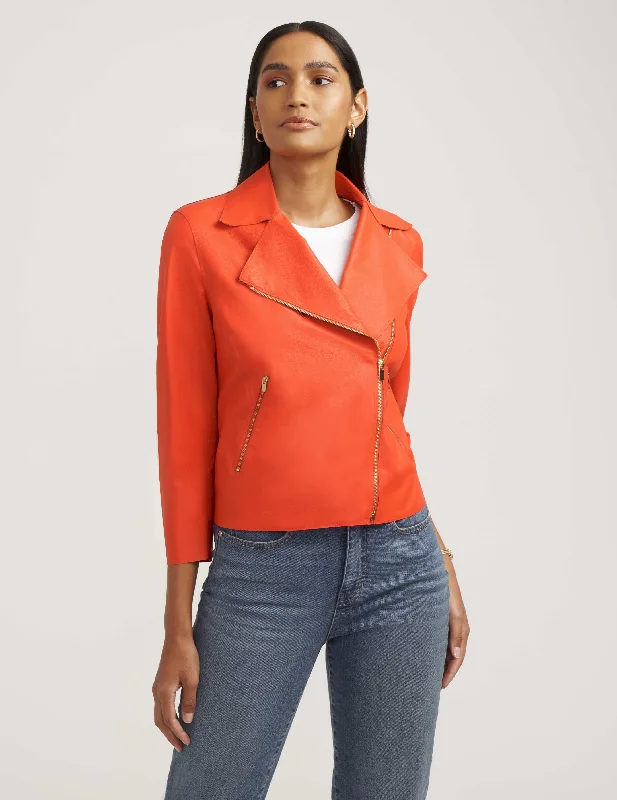 Zip Front Faux Leather Moto Jacket- Sale