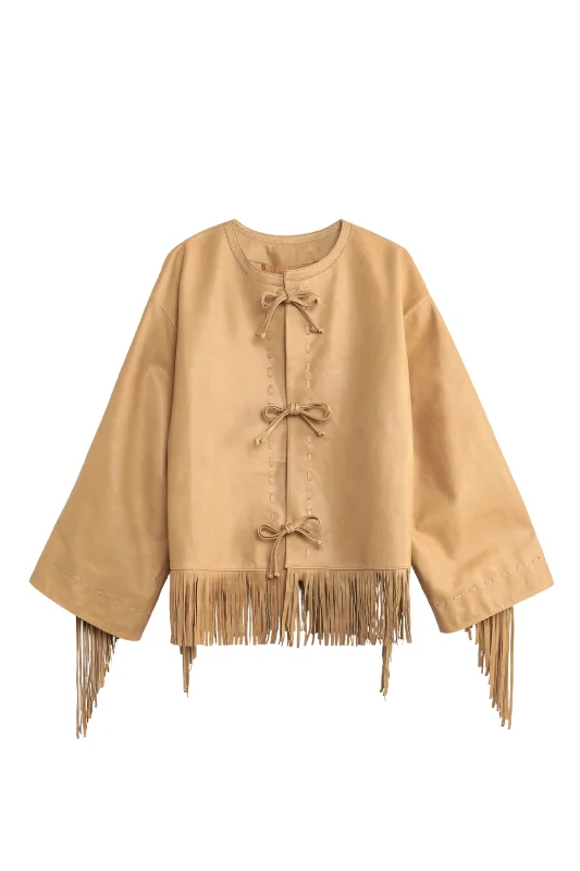 Zoena Leather Fringe Jacket